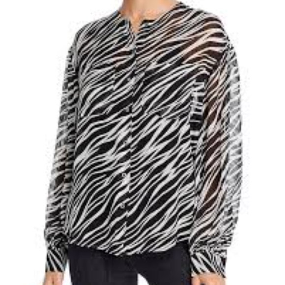 ANINE BING ZEBRA SILK BLOUSE - Picture 1 of 3
